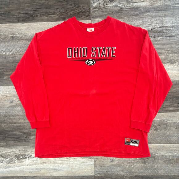 Vintage  Y2K Nike Team Red Black Men XXL Ohio State Buckeyes Long Sleeve T-Shirt - Picture 1 of 7